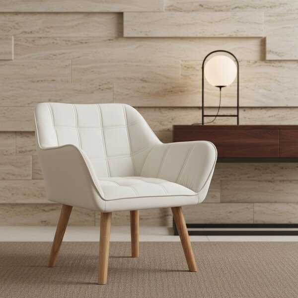 DecHome Poltrona Stile Scandinavo in Velluto Dimensioni 68,5x61x72,5 colore Crema