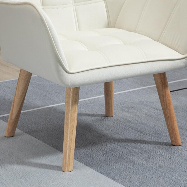 DecHome Poltrona Stile Scandinavo in Velluto Dimensioni 68,5x61x72,5 colore Crema