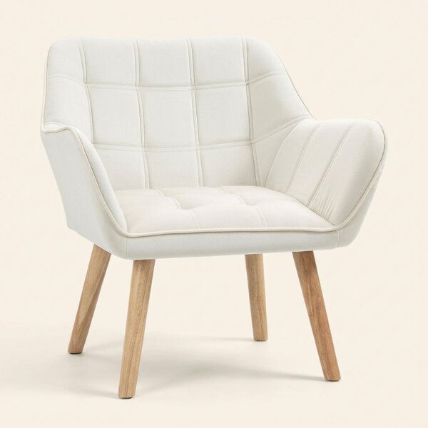 DecHome Poltrona Stile Scandinavo in Velluto Dimensioni 68,5x61x72,5 colore Crema