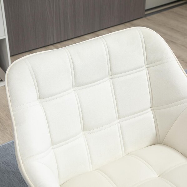 DecHome Poltrona Stile Scandinavo in Velluto Dimensioni 68,5x61x72,5 colore Crema