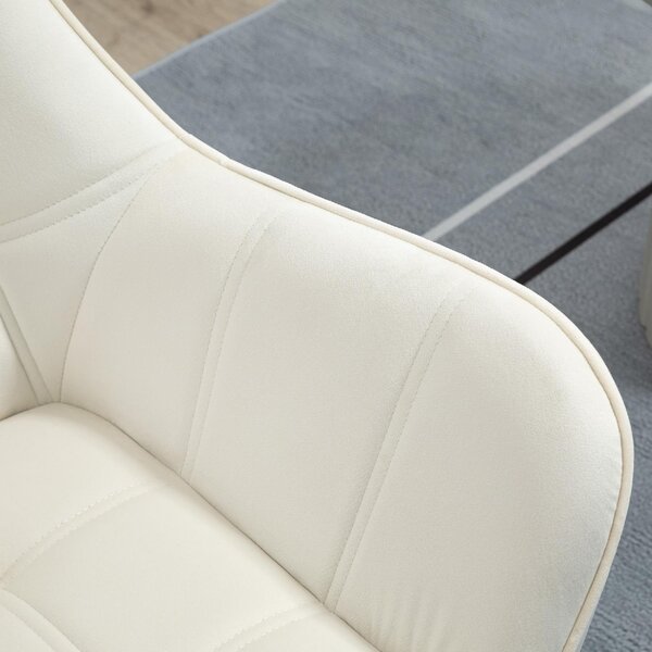 DecHome Poltrona Stile Scandinavo in Velluto Dimensioni 68,5x61x72,5 colore Crema