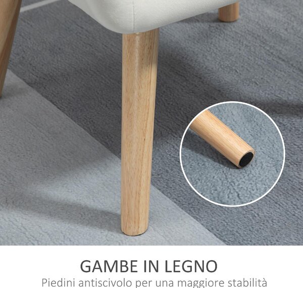 DecHome Poltrona Stile Scandinavo in Velluto Dimensioni 68,5x61x72,5 colore Crema