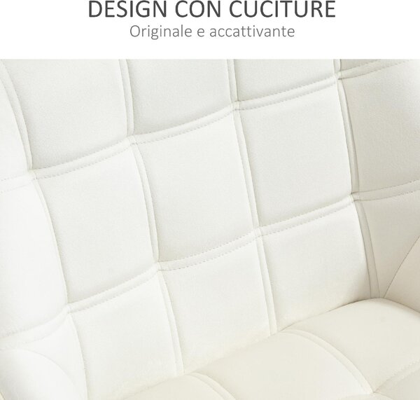 DecHome Poltrona Stile Scandinavo in Velluto Dimensioni 68,5x61x72,5 colore Crema