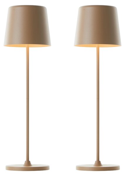 BRILLIANT Lampada da tavolo ricaricabile a LED Kaami, 2 W, 310 lm, 3000 K, cappuccino, set di 2 LED