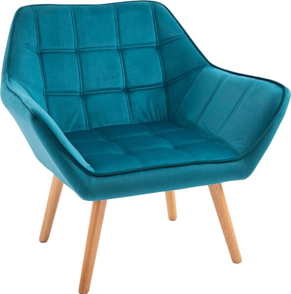 DecHome Poltrona Stile Scandinavo in Velluto Dimensioni 79x69,5x72,5 colore Petrolio