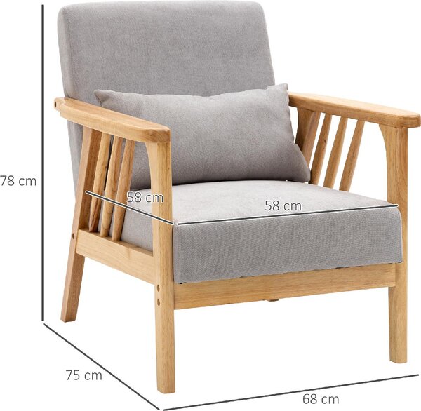 DecHome Poltrona Stile Scandinavo in Velluto Dimensioni 68x75x78 colore Grigio