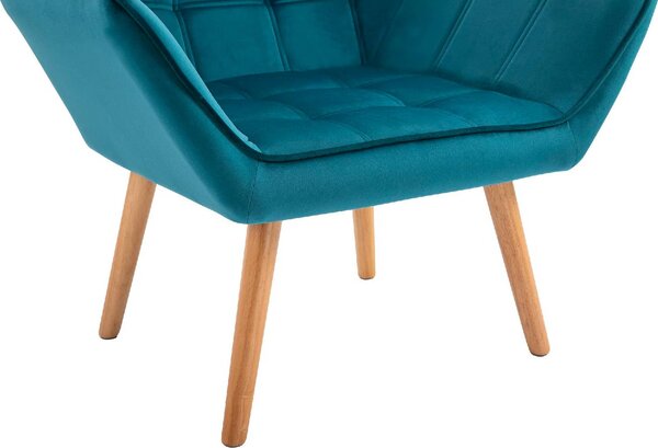 DecHome Poltrona Stile Scandinavo in Velluto Dimensioni 79x69,5x72,5 colore Petrolio