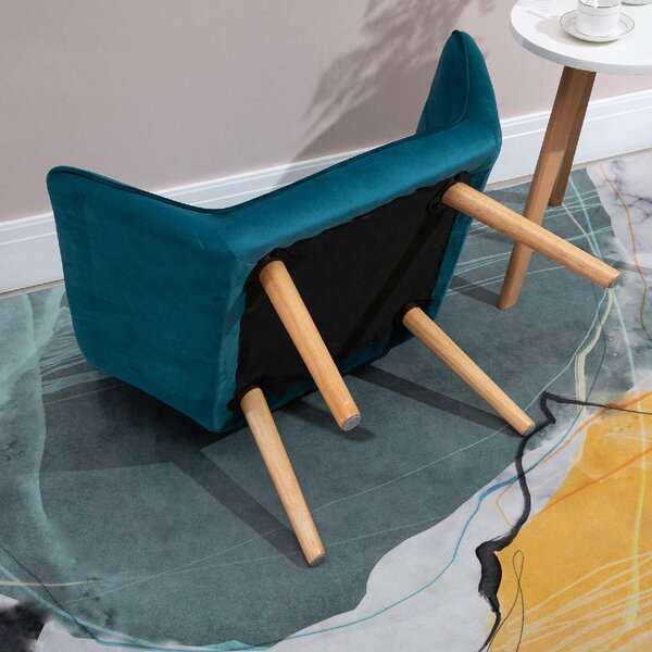 DecHome Poltrona Stile Scandinavo in Velluto Dimensioni 79x69,5x72,5 colore Petrolio