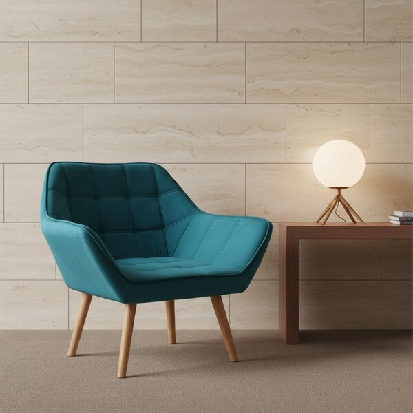 DecHome Poltrona Stile Scandinavo in Velluto Dimensioni 79x69,5x72,5 colore Petrolio
