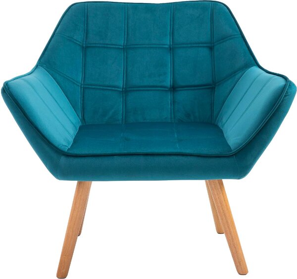 DecHome Poltrona Stile Scandinavo in Velluto Dimensioni 79x69,5x72,5 colore Petrolio