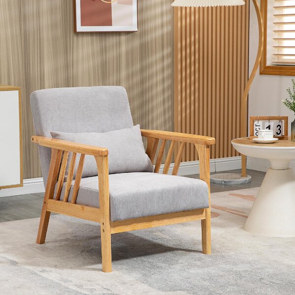 DecHome Poltrona Stile Scandinavo in Velluto Dimensioni 68x75x78 colore Grigio