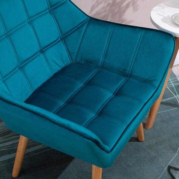 DecHome Poltrona Stile Scandinavo in Velluto Dimensioni 79x69,5x72,5 colore Petrolio