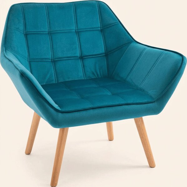 DecHome Poltrona Stile Scandinavo in Velluto Dimensioni 79x69,5x72,5 colore Petrolio