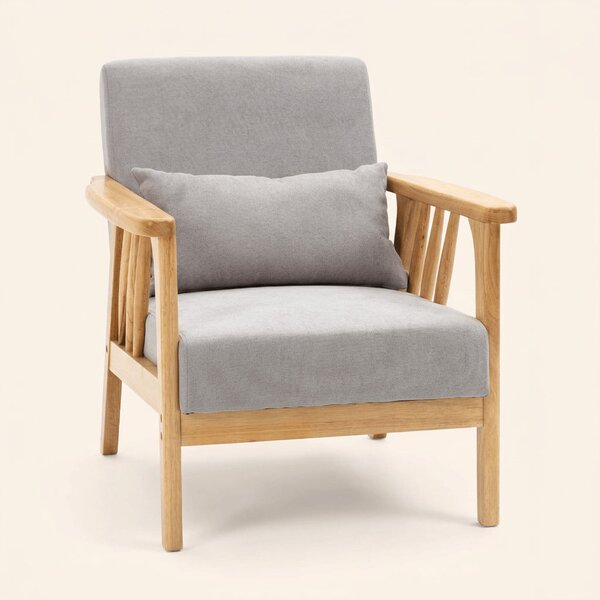 DecHome Poltrona Stile Scandinavo in Velluto Dimensioni 68x75x78 colore Grigio