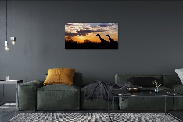 Quadro su tela Cloud Trees Giraffe 100x50 cm