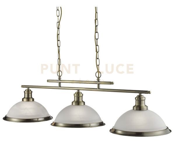 Bistro 3lt bar pendant - metallo ottone anticato e vetro acidato
