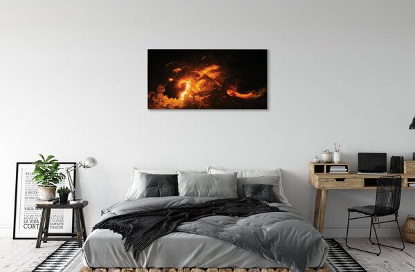 Stampa quadro su tela Drago di fuoco 100x50 cm