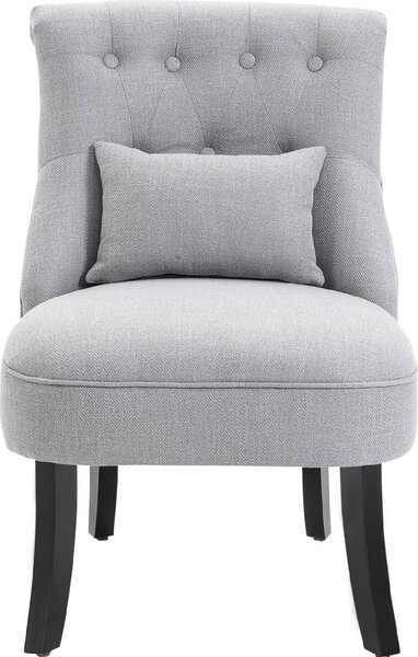 DecHome Poltrona Vintage in Tessuto effetto Lino Dimensioni 52,5x69x77 colore Grigio Chiaro