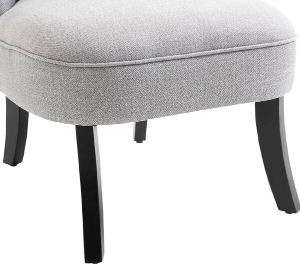 DecHome Poltrona Vintage in Tessuto effetto Lino Dimensioni 52,5x69x77 colore Grigio Chiaro