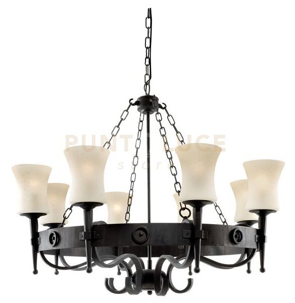Cartwheel 8lt pendant - metallo nero e vetro sabbiato