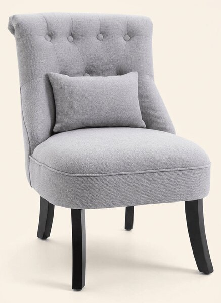 DecHome Poltrona Vintage in Tessuto effetto Lino Dimensioni 52,5x69x77 colore Grigio Chiaro