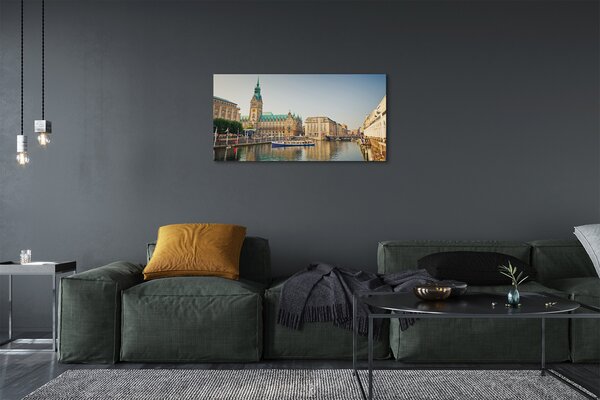 Quadro su tela Cattedrale del fiume Germania Amburgo 100x50 cm