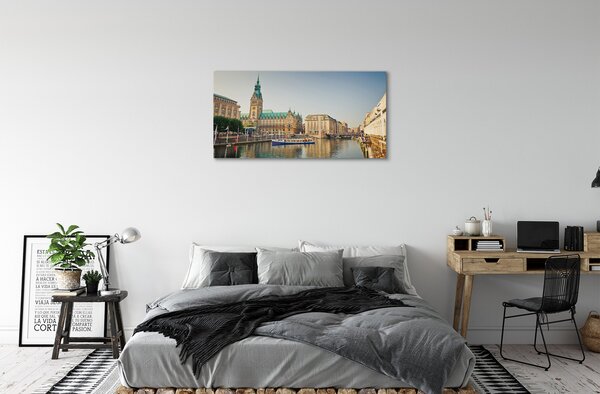 Quadro su tela Cattedrale del fiume Germania Amburgo 100x50 cm