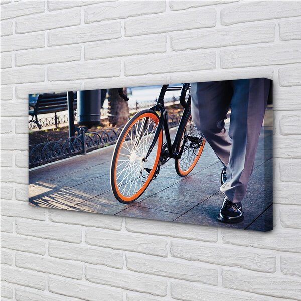 Quadro su tela Città delle gambe per bici 100x50 cm