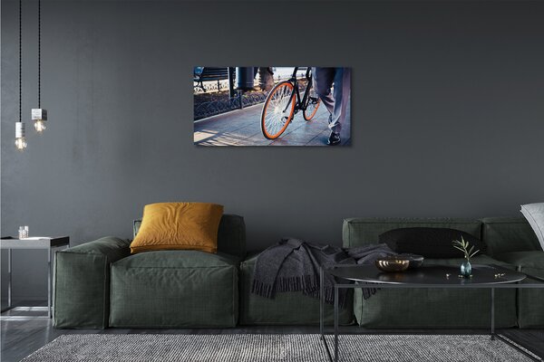 Quadro su tela Città delle gambe per bici 100x50 cm