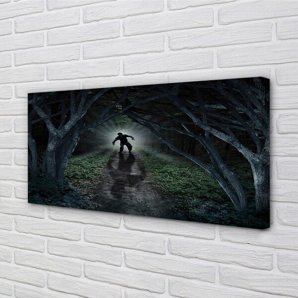 Quadro su tela Forma della foresta oscura di un albero 100x50 cm
