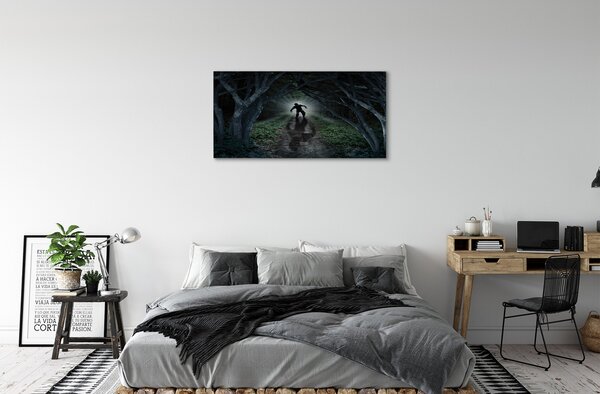 Quadro su tela Forma della foresta oscura di un albero 100x50 cm