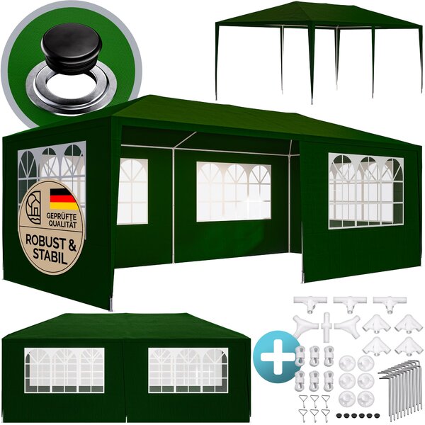Casaria Gazebo da Giardino 3x6m Protezione UV 18m² Idrorepellente 6 Pareti Tenda Feste Padiglione Tendone Giardino