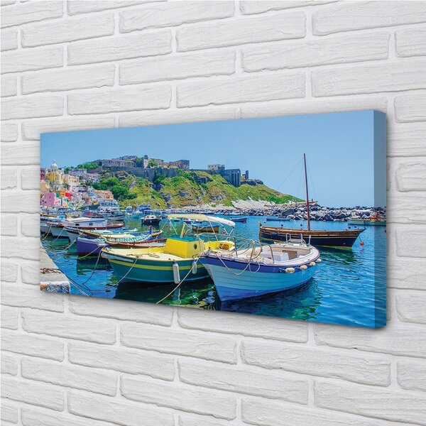 Quadro su tela Montagne navi marine 100x50 cm