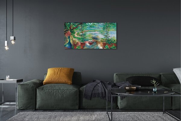 Quadro su tela Incontro d'arte vicino al lago 100x50 cm