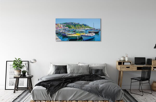 Quadro su tela Montagne navi marine 100x50 cm