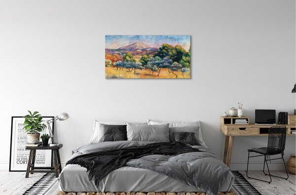Quadro su tela Vista autunnale dipinta di arte 100x50 cm