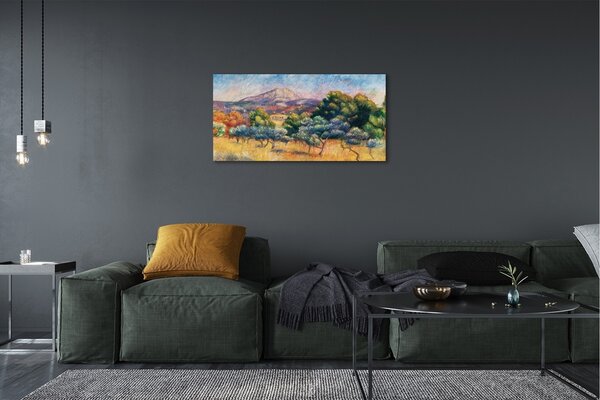 Quadro su tela Vista autunnale dipinta di arte 100x50 cm