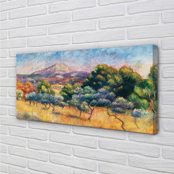 Quadro su tela Vista autunnale dipinta di arte 100x50 cm