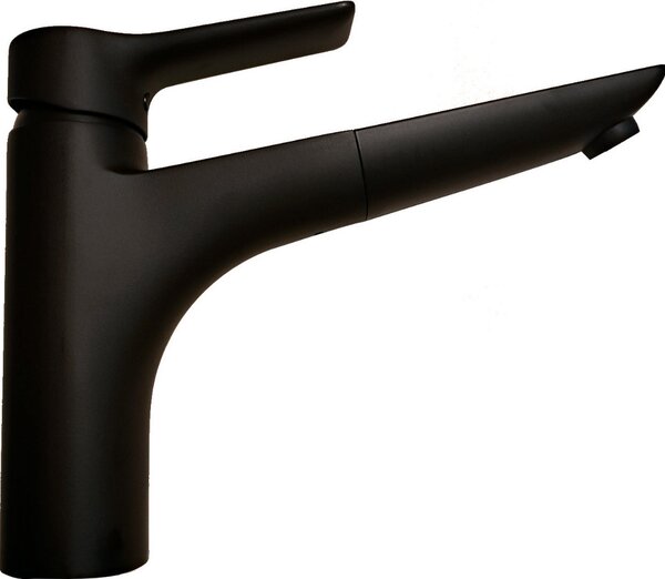 KLUDI 32943-66-75 Miscelatore MIX 2 in NERO opaco con bocca estraibile e leva chiusa / Miscelatore per lavello / Miscelatore per cucina