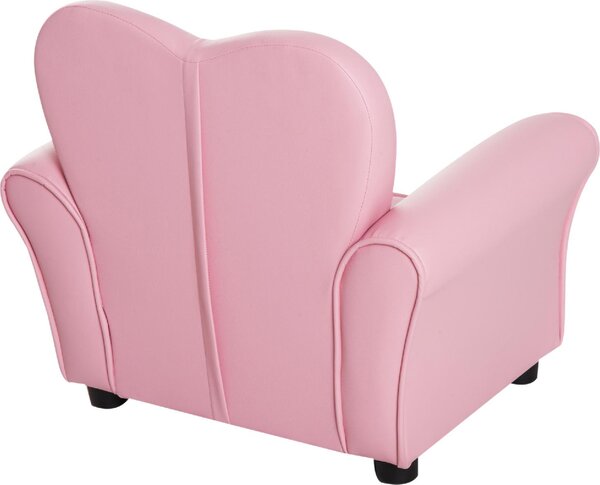 DecHome Poltroncina per Bambini Imbottita Poltrona per cameretta con Rivestimento in PVC e Struttura in Legno 59x41.5x49cm Rosa