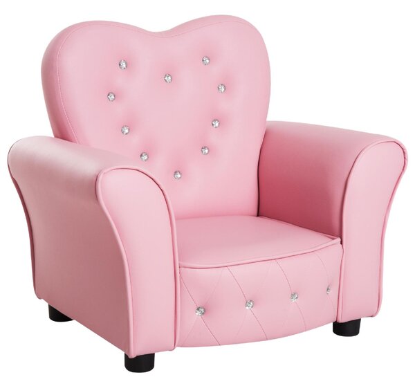 DecHome Poltroncina per Bambini Imbottita Poltrona per cameretta con Rivestimento in PVC e Struttura in Legno 59x41.5x49cm Rosa