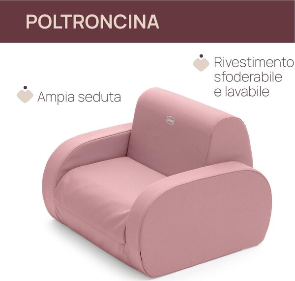 CHICCO Poltroncina Bambini da 1 Anno Trasformabile colore Dusty Pink - Twist