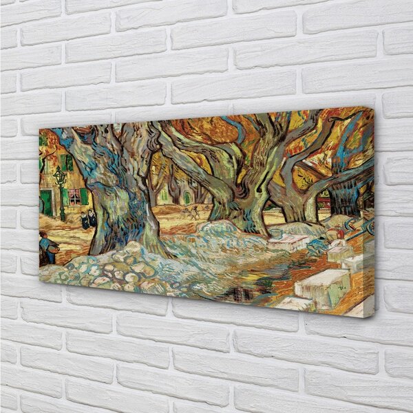Quadro su tela Mercato astratto di città d'arte 100x50 cm