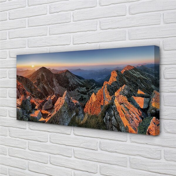 Quadro su tela Montagne Sunset 100x50 cm