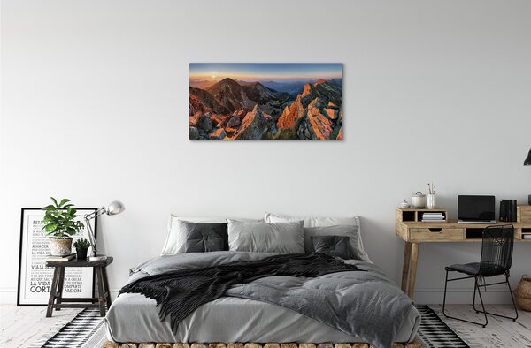 Quadro su tela Montagne Sunset 100x50 cm