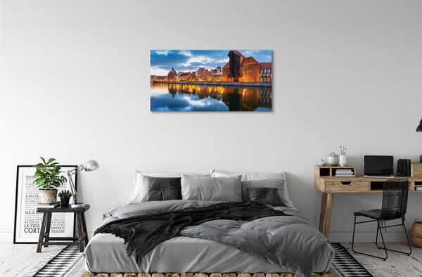 Quadro su tela Edifici del fiume Darńsk 100x50 cm