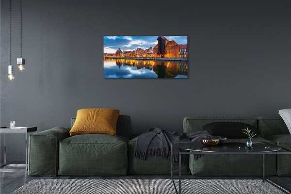 Quadro su tela Edifici del fiume Darńsk 100x50 cm