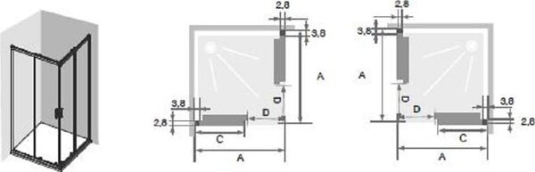 Grandform Porta Doccia Parete per Box Doccia 76/78 cm in Vetro Trasparente - PFS#Y80