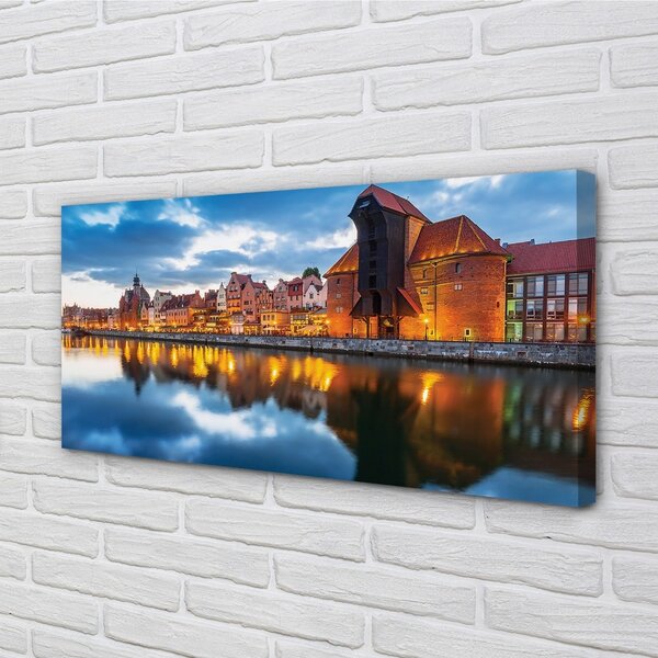 Quadro su tela Edifici del fiume Darńsk 100x50 cm