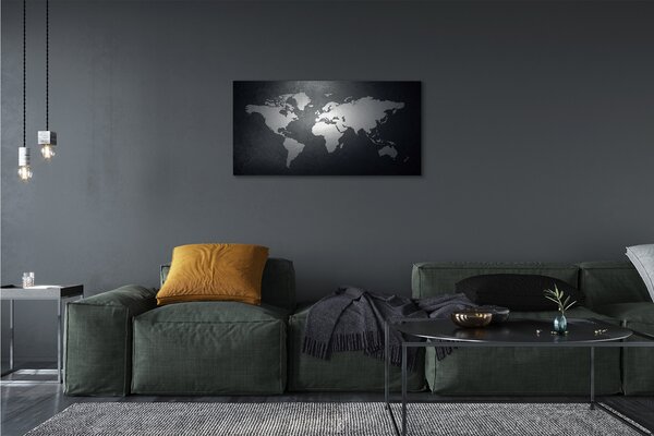 Quadro su tela Sfondo nero Mappa bianca 100x50 cm